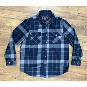 Freedom Foundry Men's Lightweight Plaid Fleece Shirt Navy Blue Large FFLK70052B
